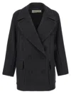 Dries Van Noten Randia Double-breasted Short Wool Coat In Black