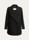 Dries Van Noten Randia Double-breasted Short Wool Coat In Black