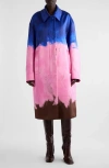Dries Van Noten Ranks Brushstroke-print Oversized Silk Coat In Blue