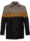 Dries Van Noten Multicolor Stand Collar Coat In Black