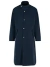 Dries Van Noten 'rannon' Long Length Coat With High Collar And Side Pockets In Navy