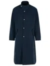 Dries Van Noten 'rannon' Long Length Coat With High Collar And Side Pockets In Navy