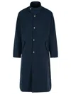 Dries Van Noten 'rannon' Long Length Coat With High Collar And Side Pockets In Blue