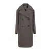 Dries Van Noten Brown Wool Blend Double-breasted Coat In Multi