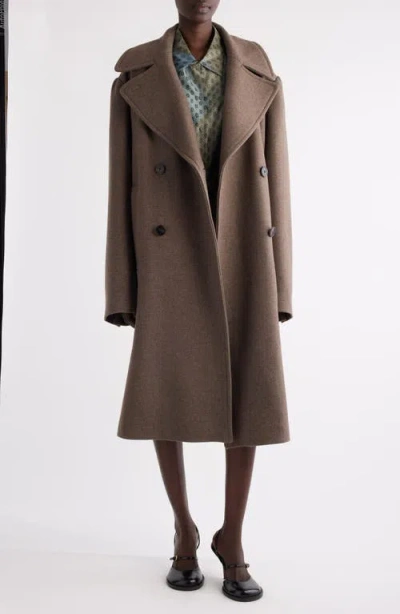 Dries Van Noten Oversized Wool-blend Double-breasted Coat In Brown