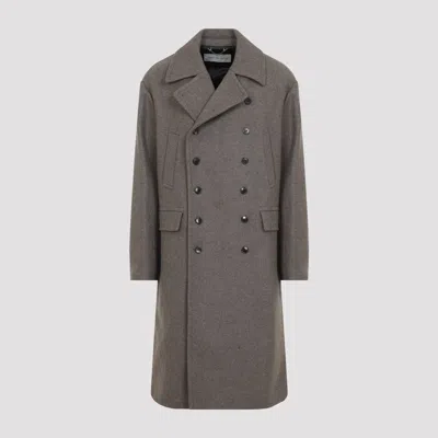 Dries Van Noten Rascott Bis Double-breasted Wool Peacoat Jacket For Men In Gray