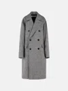 Dries Van Noten Double-breasted Grey Wool Coat With Multicolored Check Pattern In Grey