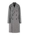Dries Van Noten Double-breasted Grey Wool Coat With Multicolored Check Pattern In Gray