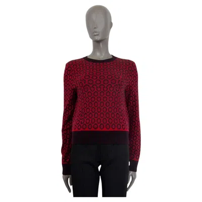 Pre-owned Dries Van Noten Raspberry & Eggplant Wool Tiny Dot Creweneck Sweater Xs In Black