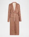 Dries Van Noten Rastino Printed Satin Tie Coat In Orange