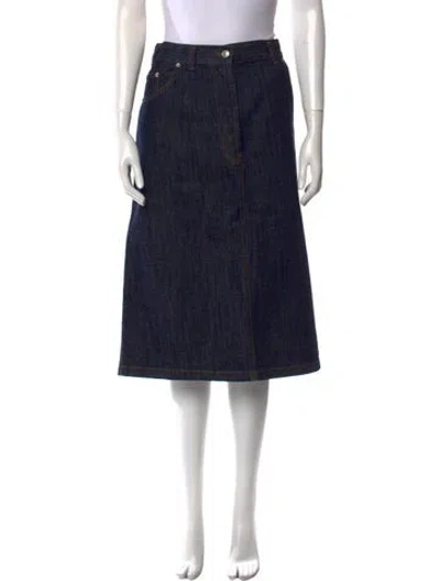 Pre-owned Dries Van Noten Raw-edge Trim Knee-length Skirt In Blue