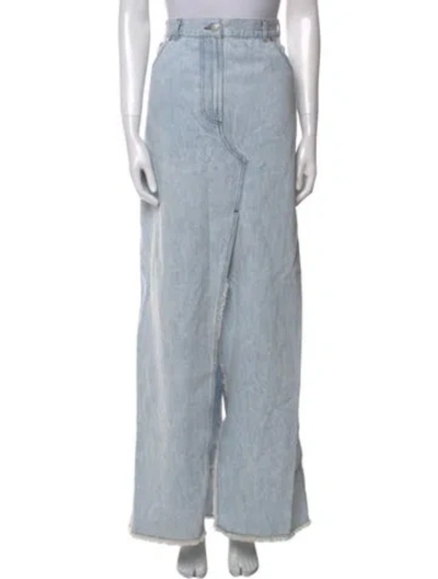 Pre-owned Dries Van Noten Raw-edge Trim Long Skirt In Blue