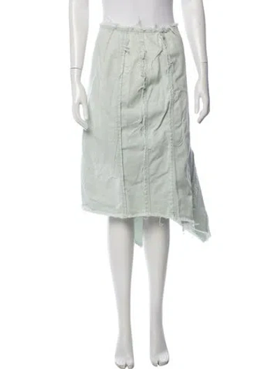 Pre-owned Dries Van Noten Raw-edge Trim Midi Length Skirt In Green