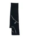 Dries Van Noten Rectangular Abstract Pattern Scarf In Deep Navy In Black