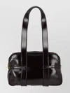 Dries Van Noten Ruby Red Leather Medium Bowling Shoulder Bag In Black