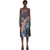Dries Van Noten レッド＆ブルー Printed Slip ミディアムワンピース In Multi