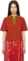 DRIES VAN NOTEN RED & GREEN GRAPHIC POLO