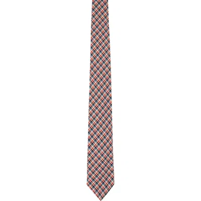 Dries Van Noten Red & Navy Check Tie
