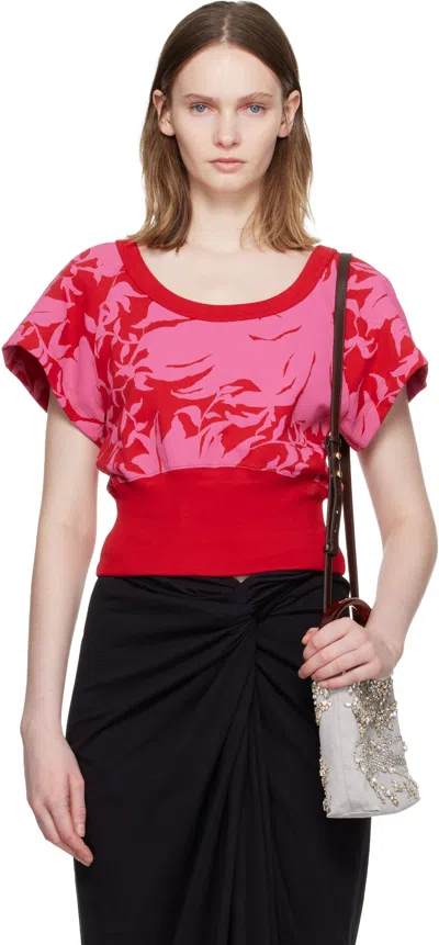 Dries Van Noten Red & Pink Floral T-shirt