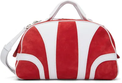 Dries Van Noten Red & White Suede Duffle Bag