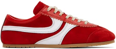 Dries Van Noten Red & White Suede Sneakers In 352 Red