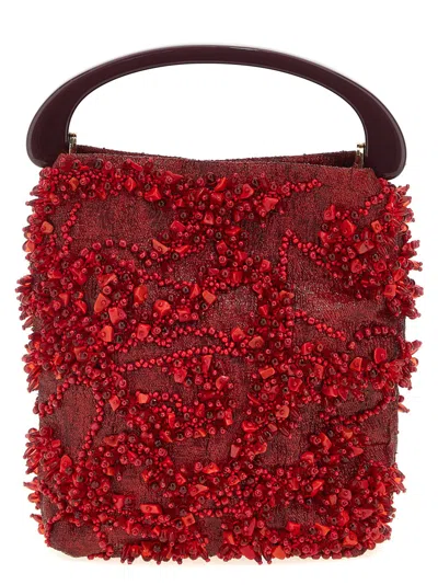 Dries Van Noten Red Bead Embellished Crossbody Bag In Rot