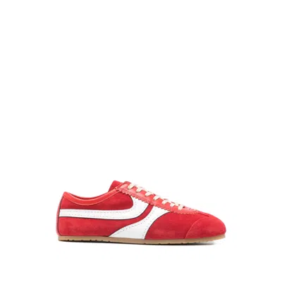 Dries Van Noten 70s Marathon Spirit Suede Low-top Sneakers In Red
