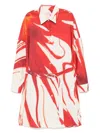 Dries Van Noten Abstract Print Shirt Dress With Belted Waist