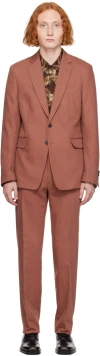 Dries Van Noten Red Cotton & Linen Suit In 360 Brique