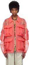 Dries Van Noten Red Crinkled Jacket In 362 Light Red