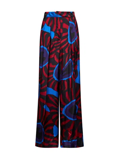 Dries Van Noten Red Marbled Clay-print Twill Pamplona Wide Trousers
