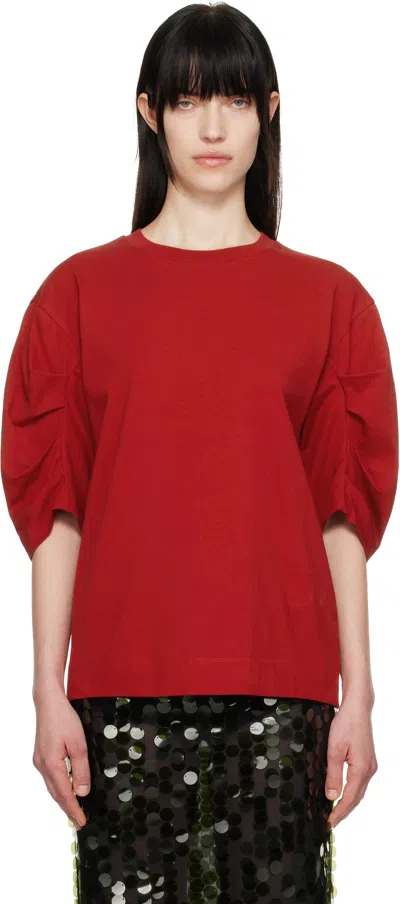 Dries Van Noten Red Pleated T-shirt In 352 Red