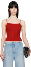 Dries Van Noten Red Straight Neck Wool Tank Top In 352 Red
