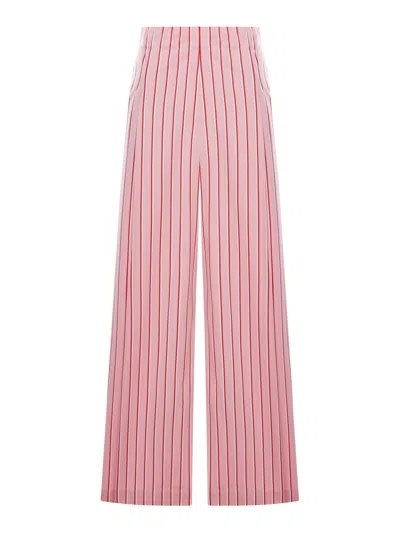 Dries Van Noten Red Striped Cotton Palazzo Trousers In Pink