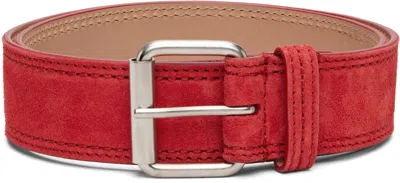 Dries Van Noten Red Suede Belt