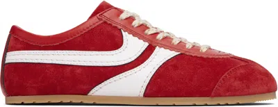 Dries Van Noten 70s Marathon Spirit Suede Low-top Sneakers In Red