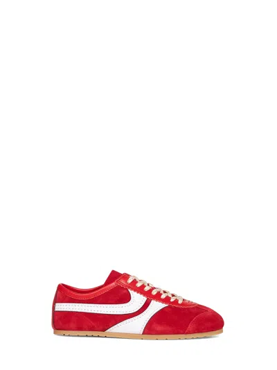 Dries Van Noten 70s Marathon Spirit Suede Low-top Sneakers In Red