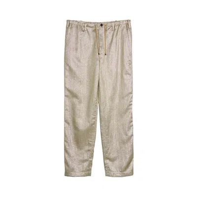 Pre-owned Dries Van Noten Reg Fit Drawstring Pant 'silver' | Men's Size 52