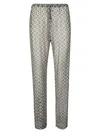 Dries Van Noten Regular Fit Mesh Trousers With Geometric Print In Gray