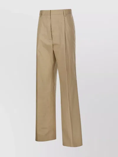 Dries Van Noten Regular Fit Tailored Trouser With Wide Leg In Brown