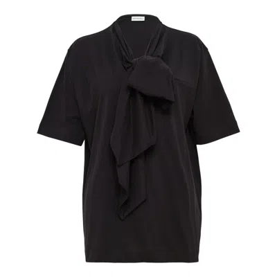 Dries Van Noten Regular Fit T-shirt With Knott In Burgundy