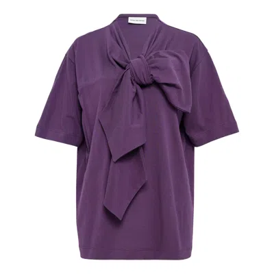 Dries Van Noten Regular Fit T-shirt With Knott In Burgundy