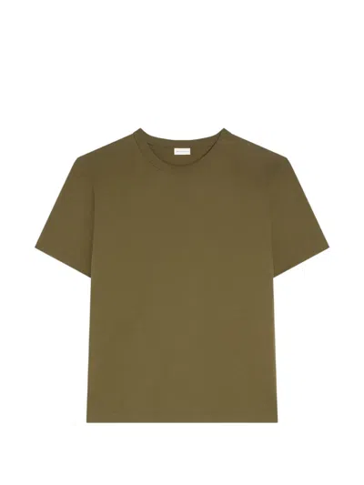 Dries Van Noten Khaki Regular Fit Cotton T-shirt In Green