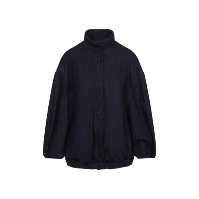 Dries Van Noten Voles Denim Jacket Puffed Sleeves In Blue