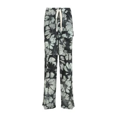 Dries Van Noten Relaxed Fit Floral Print Trousers In Vibrant Green In Multi