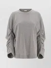 Dries Van Noten Relaxed Fit Long Sleeve Crew Neck Top In Gray