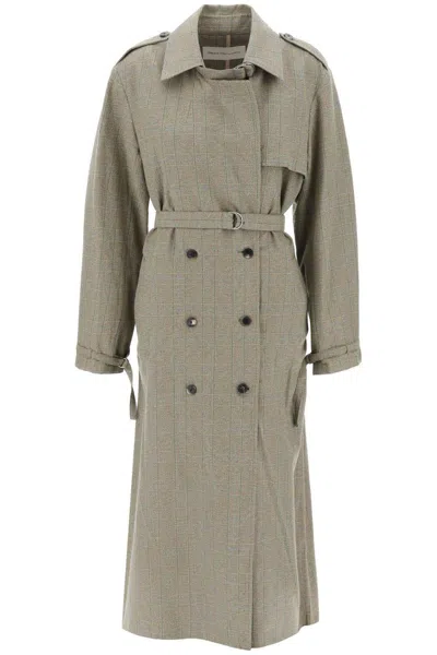 Dries Van Noten Renwick Trench In Prince Of Wales In Cream