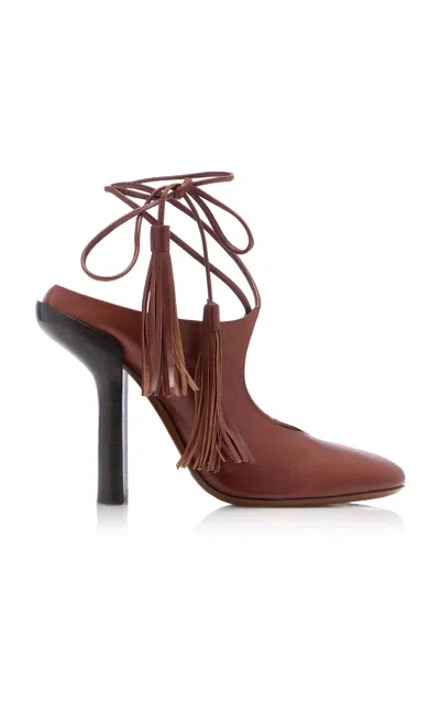 Dries Van Noten Retro Round Toe Stiletto With Tassels In Burgundy