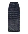 Dries Van Noten Women Blue Georgette Jewel Embellished Midi Skirt In Black