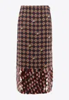 Dries Van Noten Rhinestone Midi Skirt In Brown